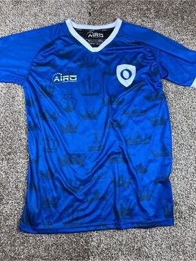 IRO Blue Short Sleeve Soccer Jersey with Crown Print